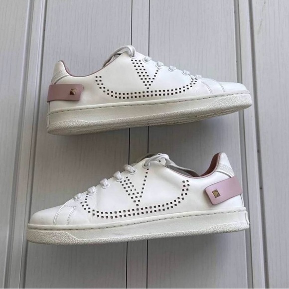 Valentino White Sneakers with Pink Details - Picture 1 of 6